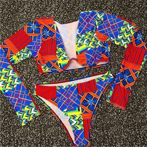 SHEIN Other - Colorful Shein Long sleeve Bikini